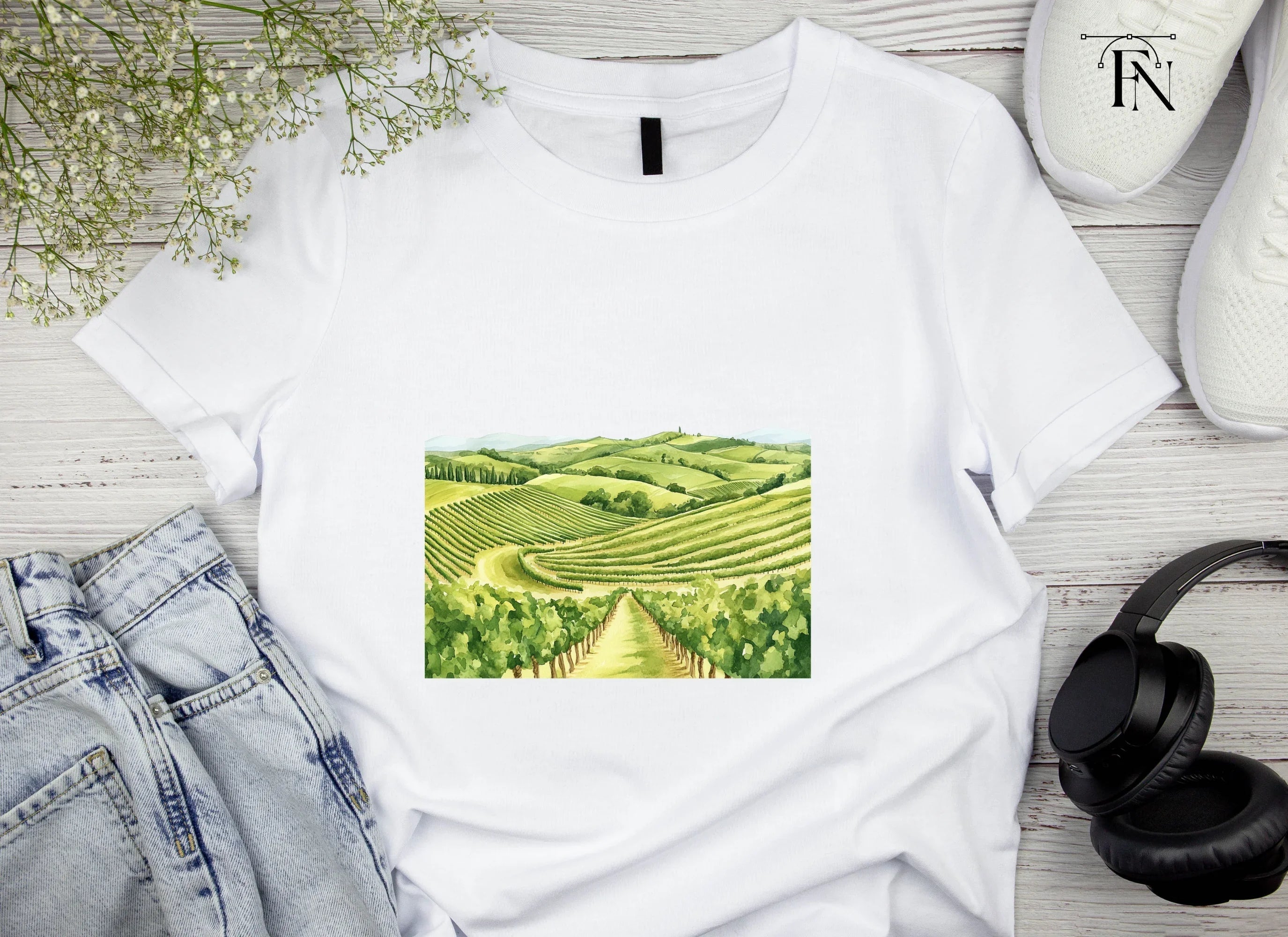Tuscan Vineyard Landscape Clipart Bundle