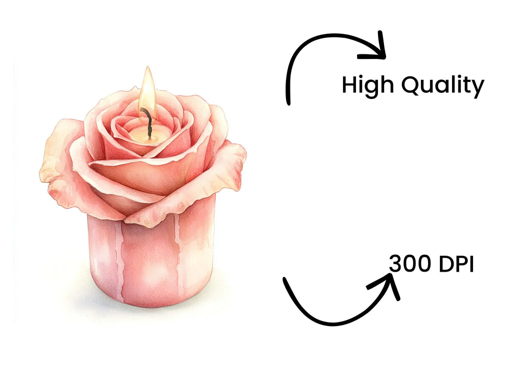 Candle Rose Clipart Bundle