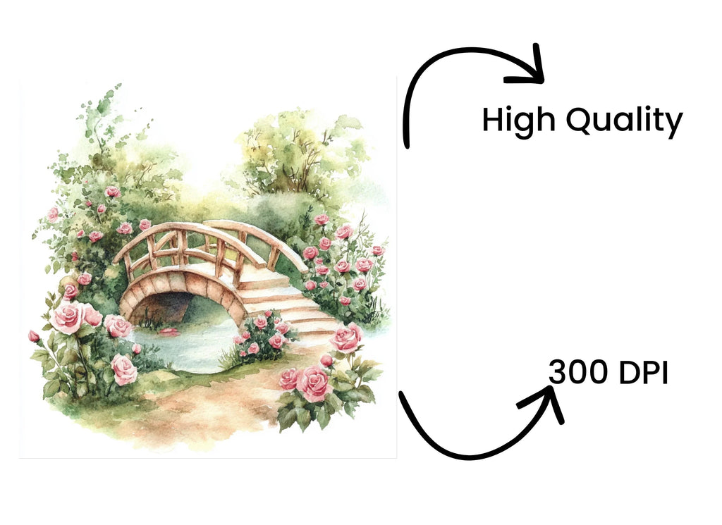 Bridges with Pink Roses Clipart Bundle