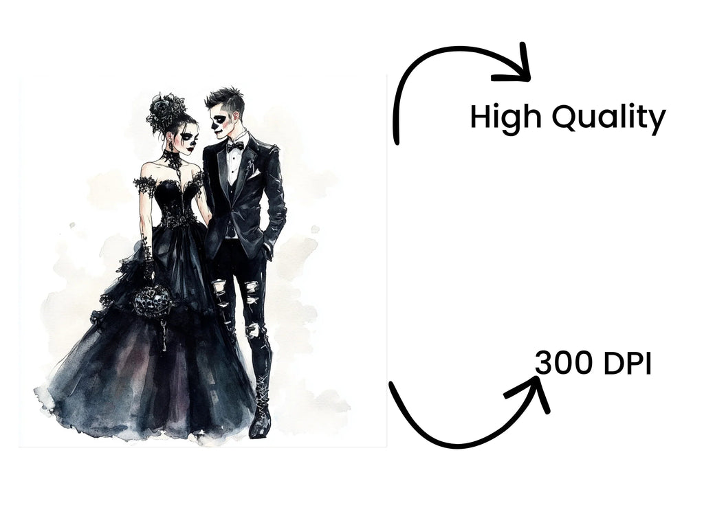Gothic Wedding Couple Clipart Bundle