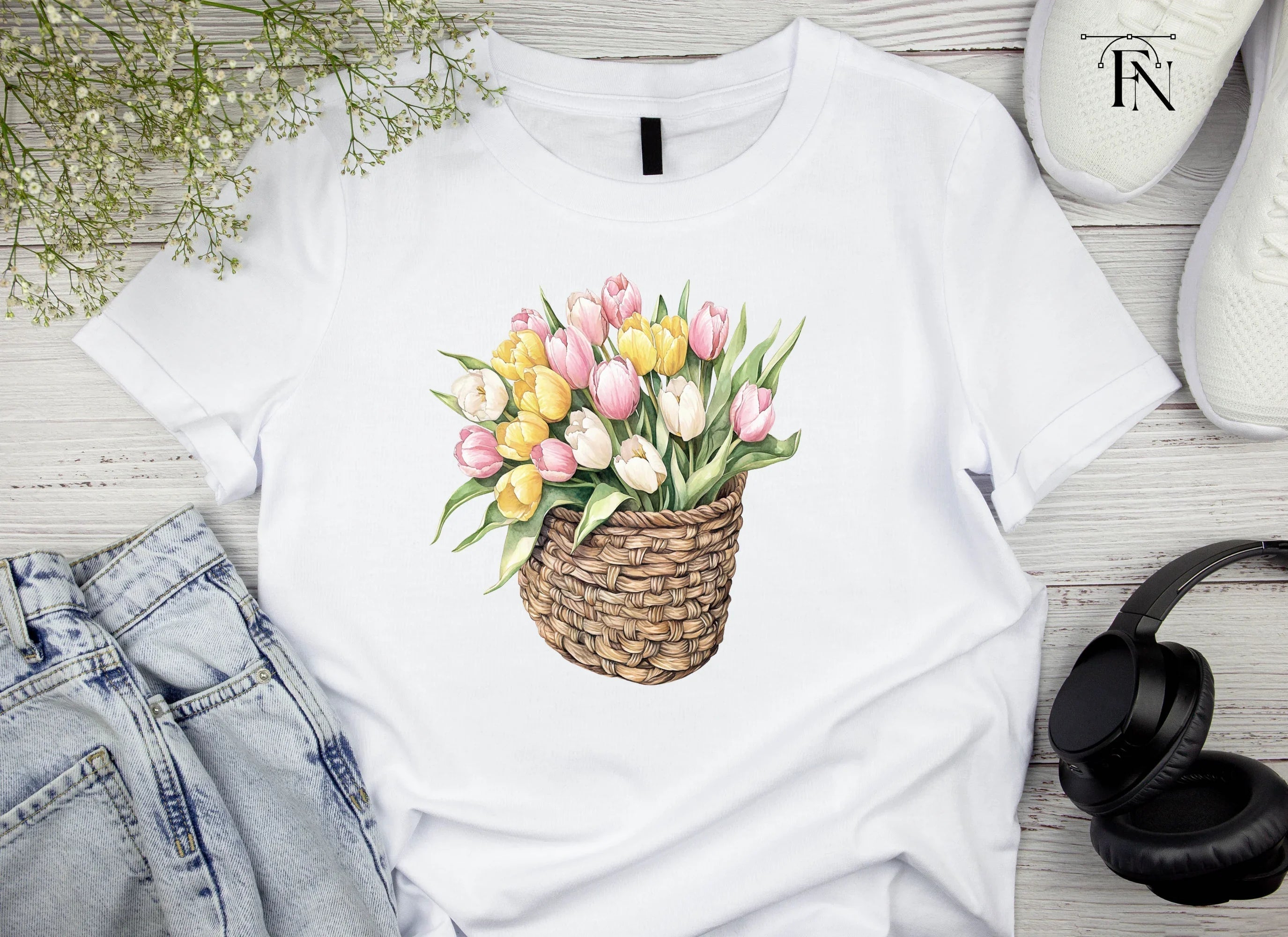 Charming Tulip Basket Clipart Bundle