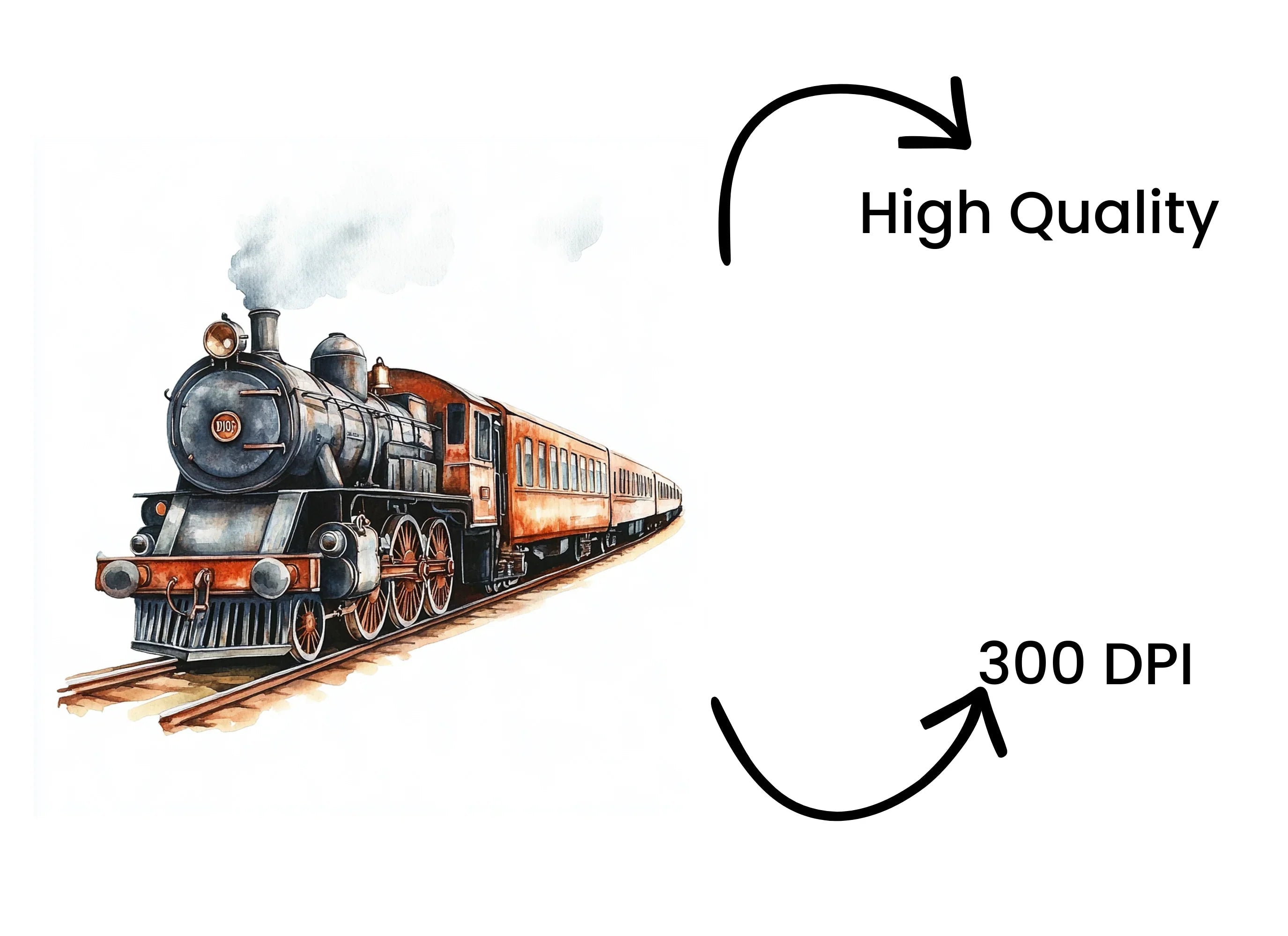 Vintage Steam Train Clipart Bundle