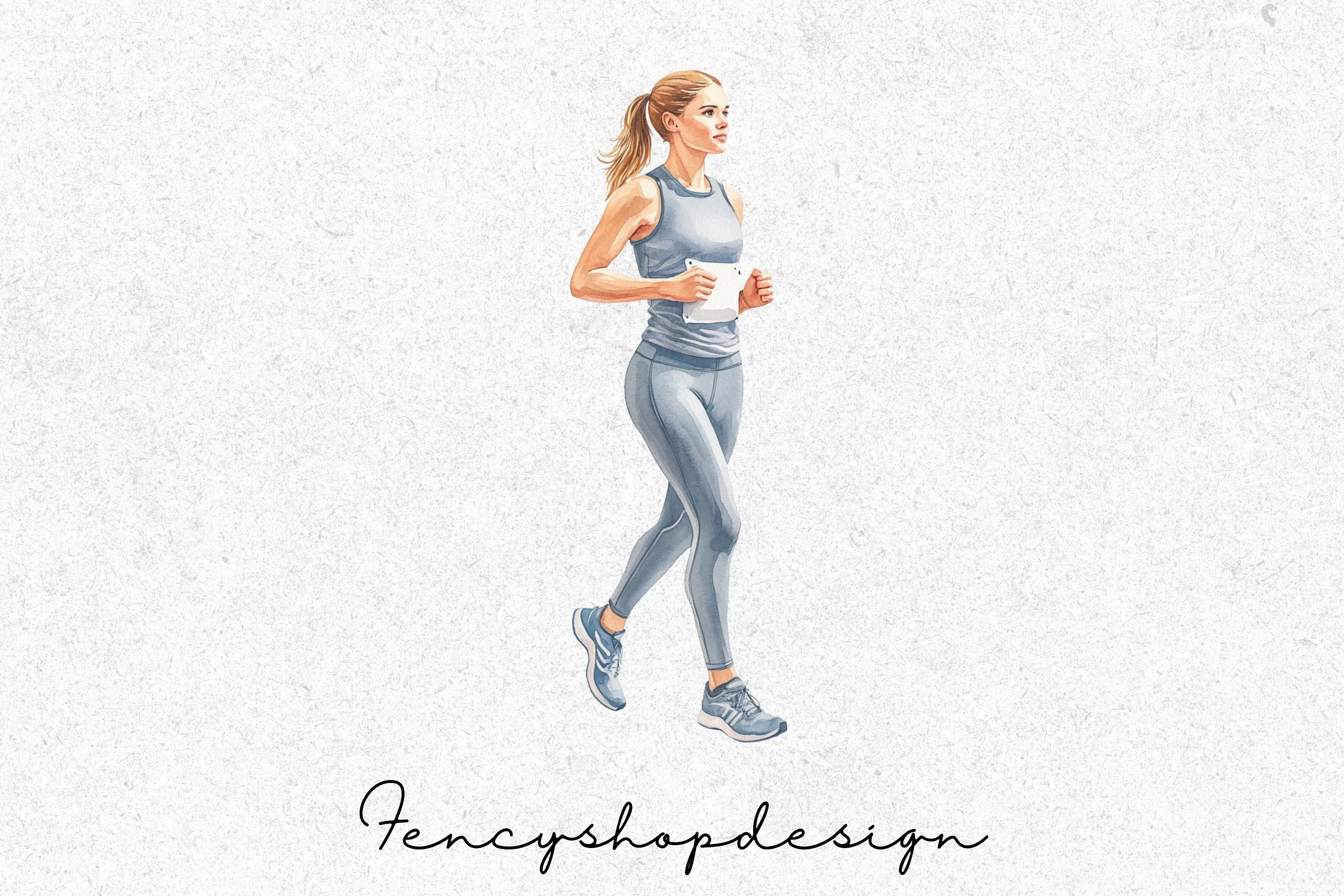 Active Women Running Clipart Bundle