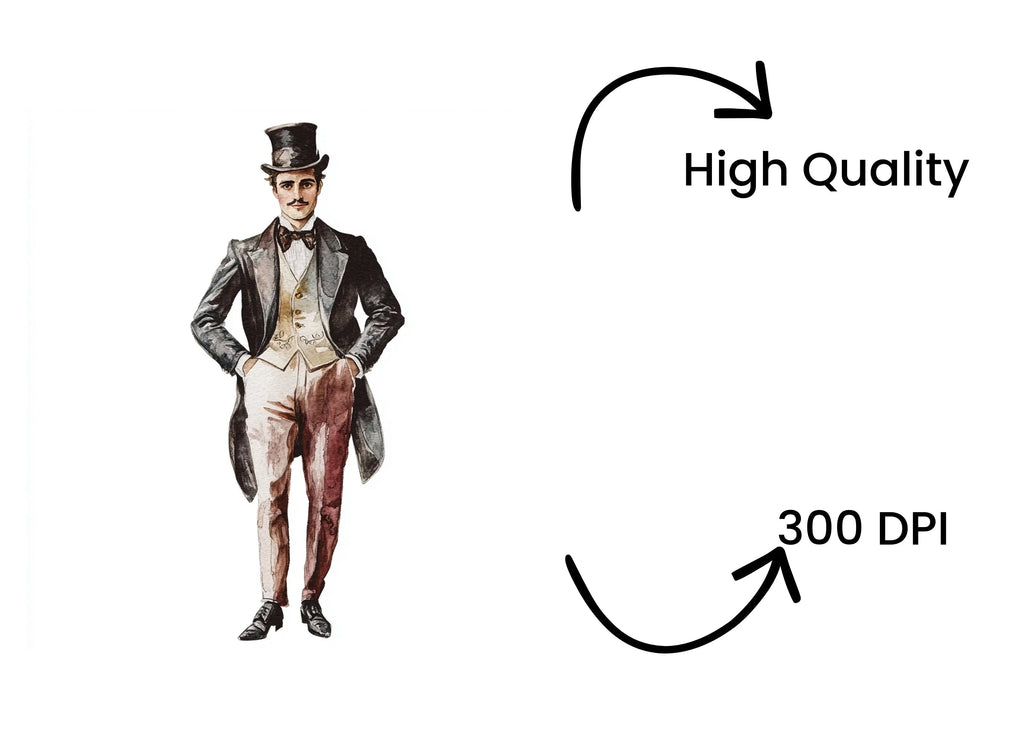 Elegant Victorian Men Clipart Bundle