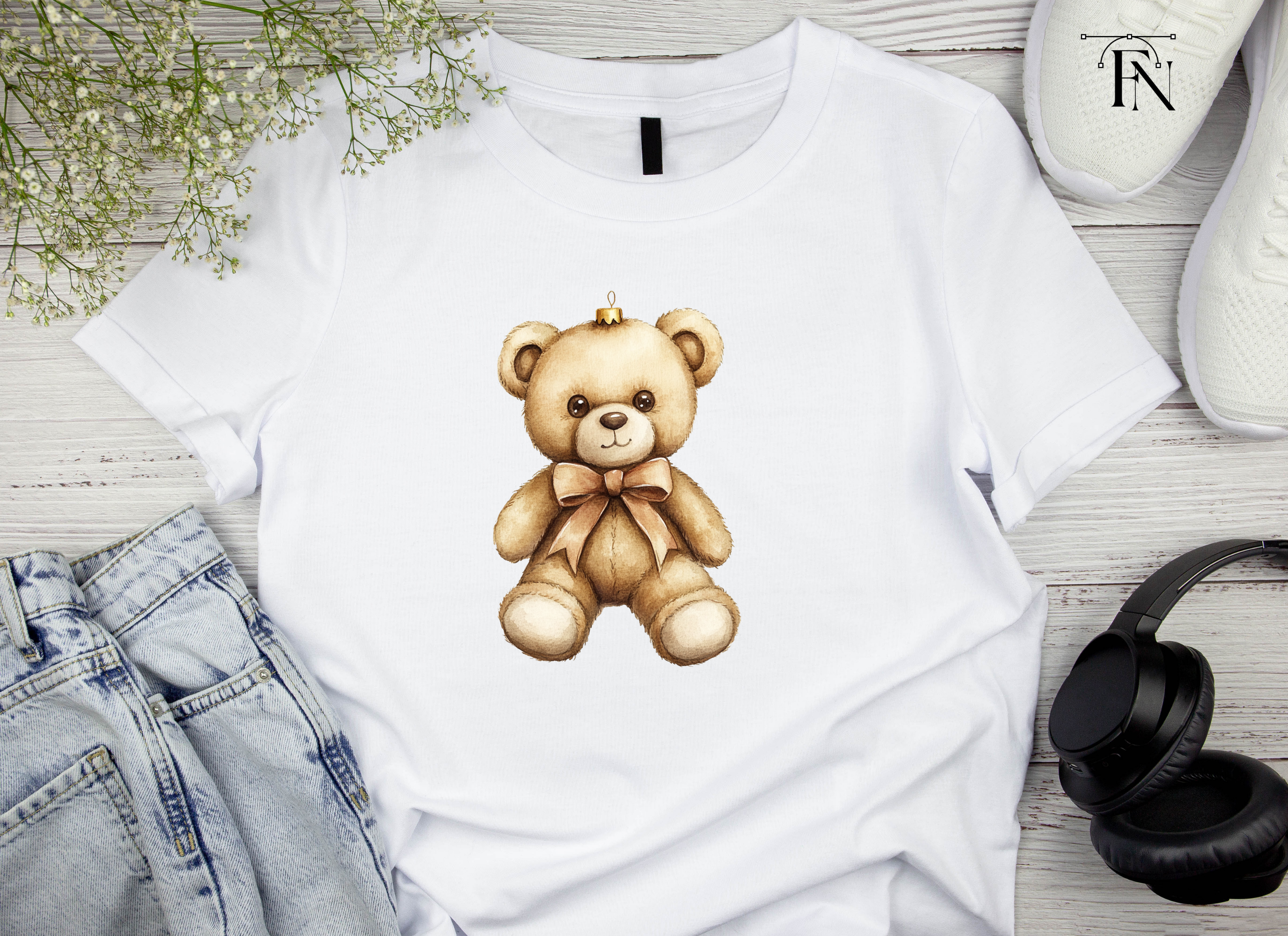Cute Teddy Bear Christmas Ornament Clipart Bundle