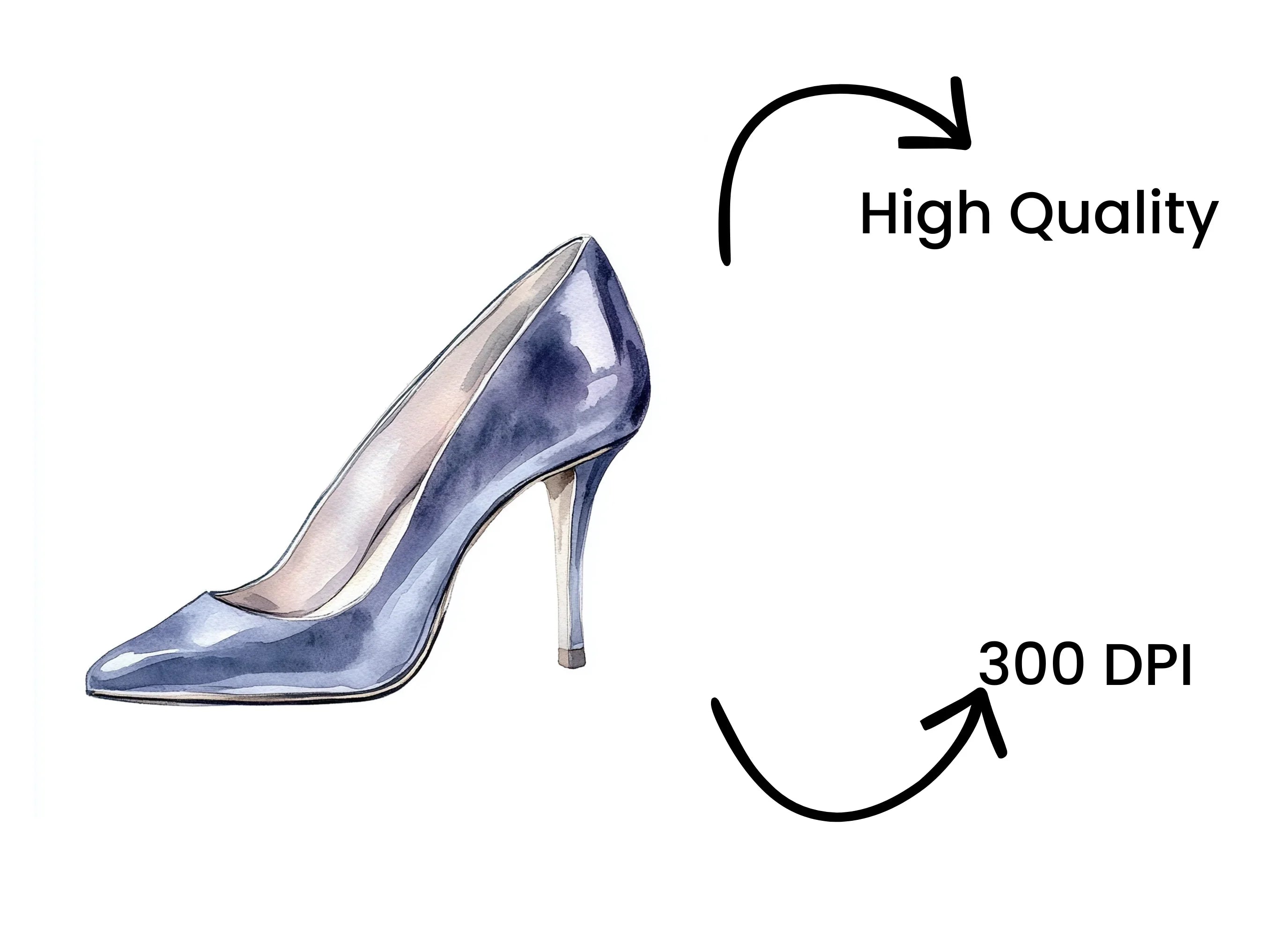 Stylish Blue High Heel Shoe Clipart Bundle