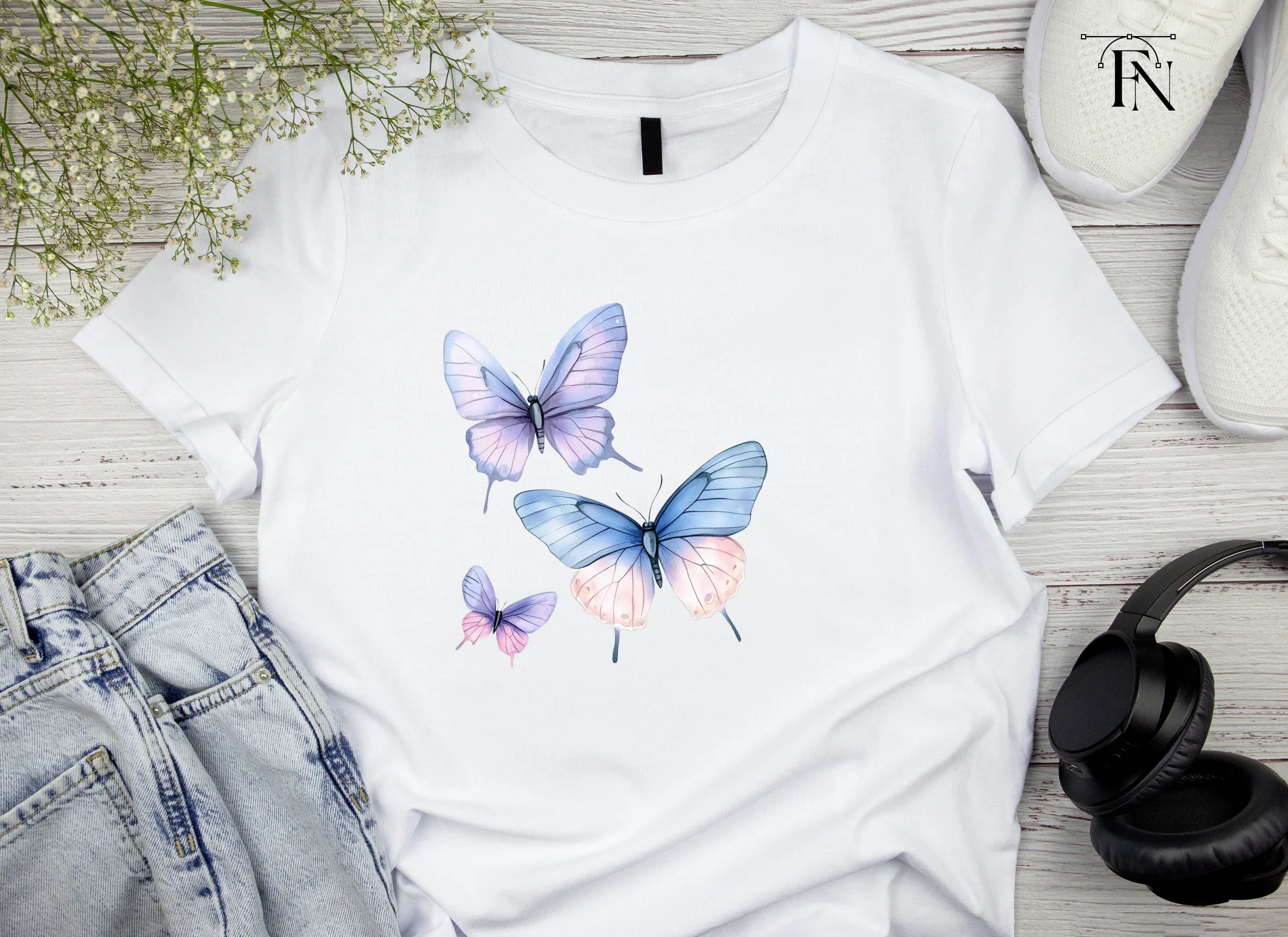 Blue and Purple Butterfly Clipart Bundle