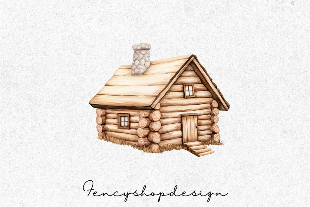 Rustic Log Cabin Clipart Bundle