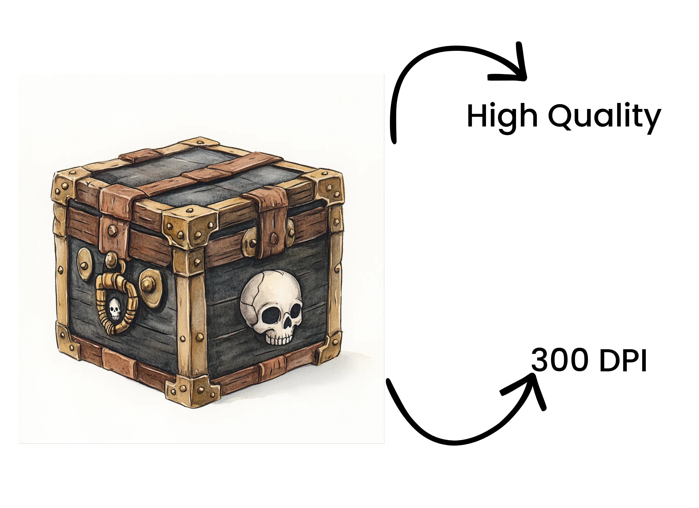 Pirate Treasure Chests with Skulls Clipart Bundle