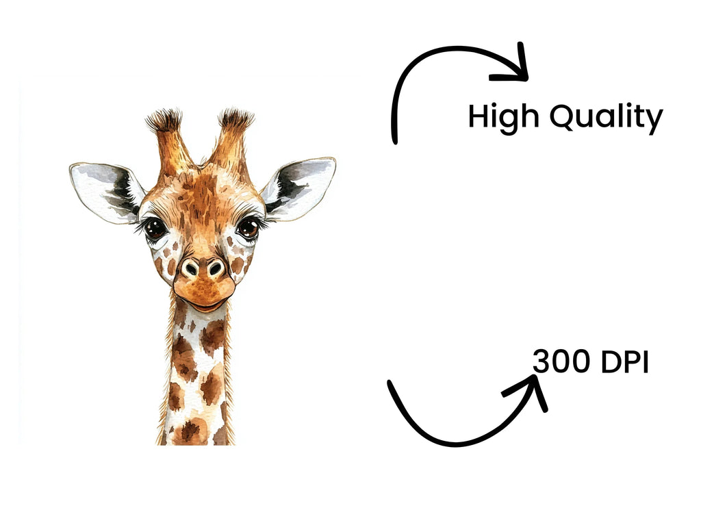 Cute Baby Giraffe Faces Clipart Bundle