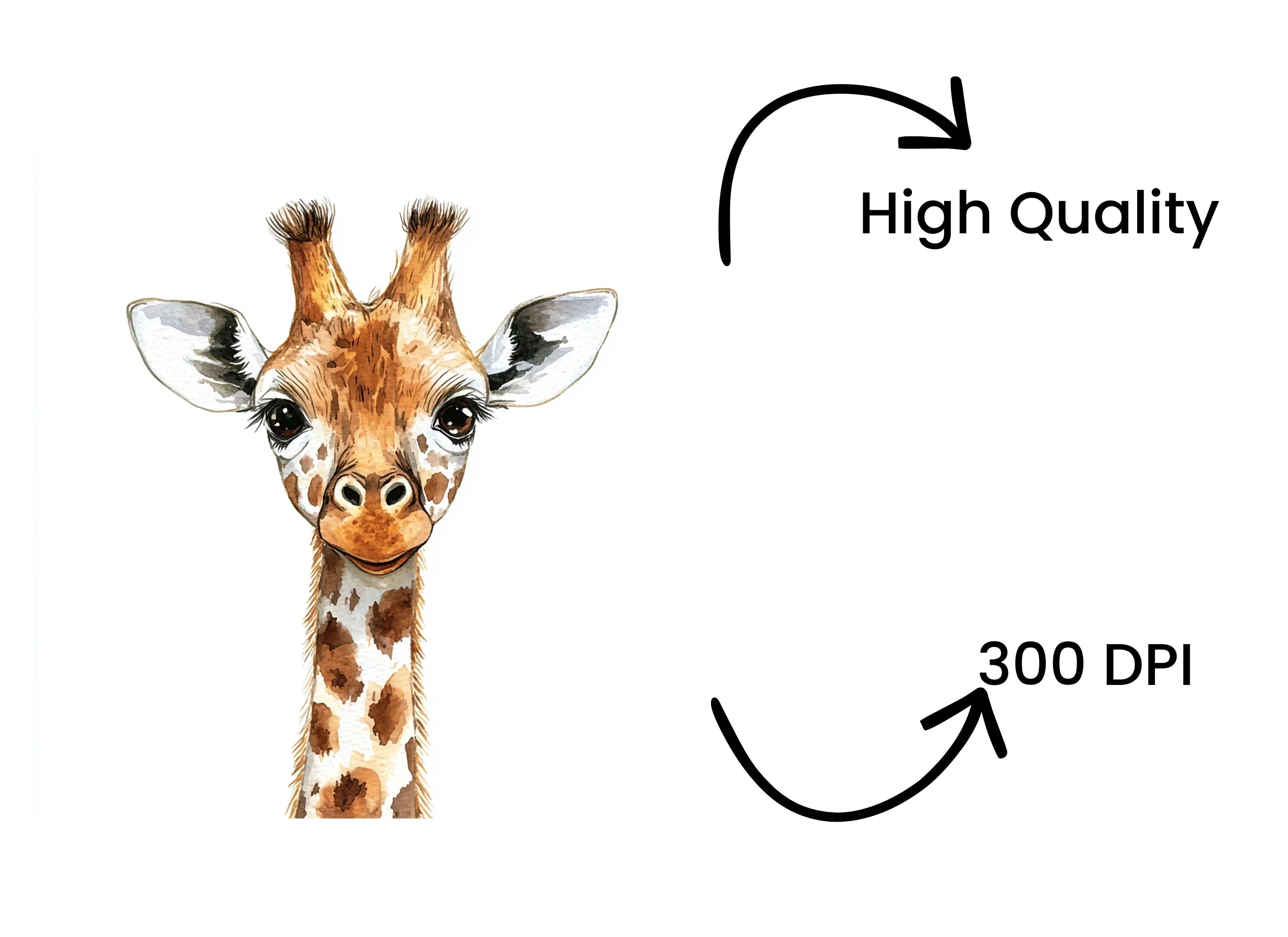 Cute Baby Giraffe Faces Clipart Bundle