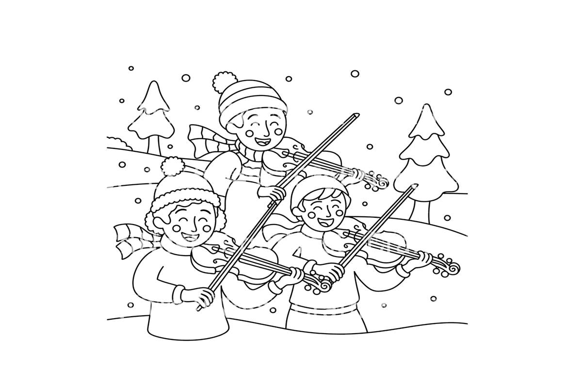 Cute Flutist Christmas Coloring Books
