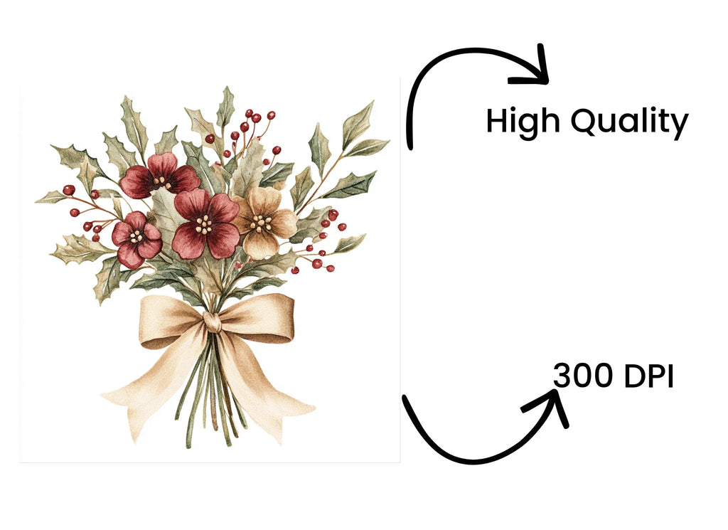 Christmas Floral Bouquets Clipart Bundle