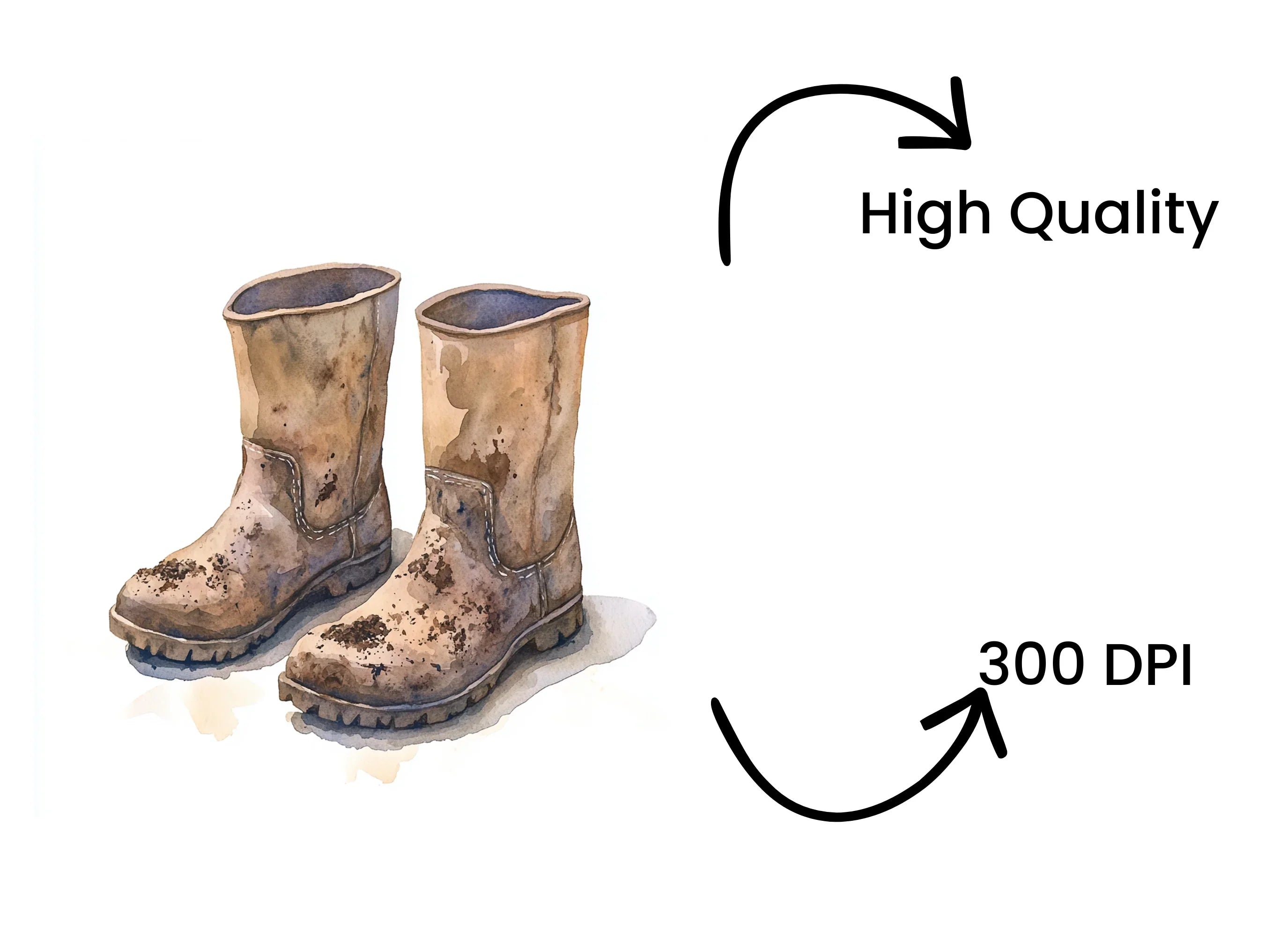 Muddy Work Boots Clipart Bundle