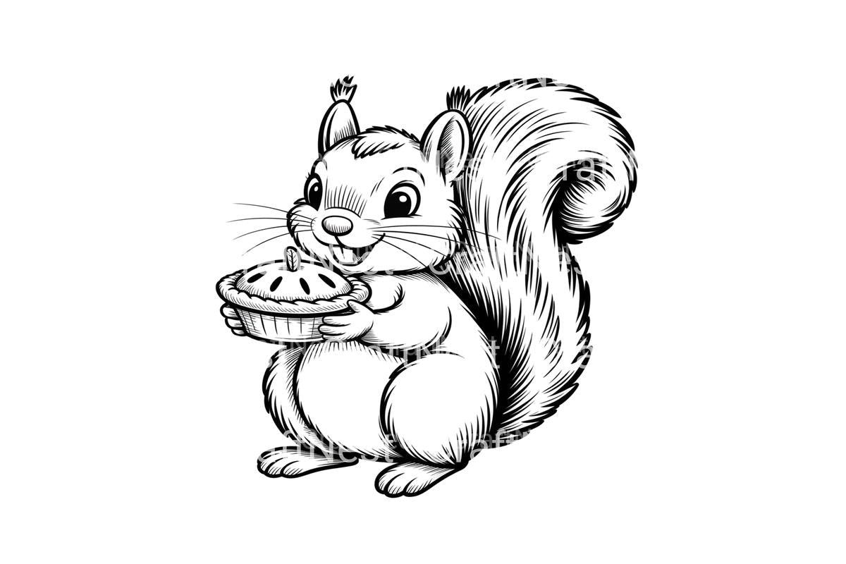 Squirrel with Pie Coloring Books