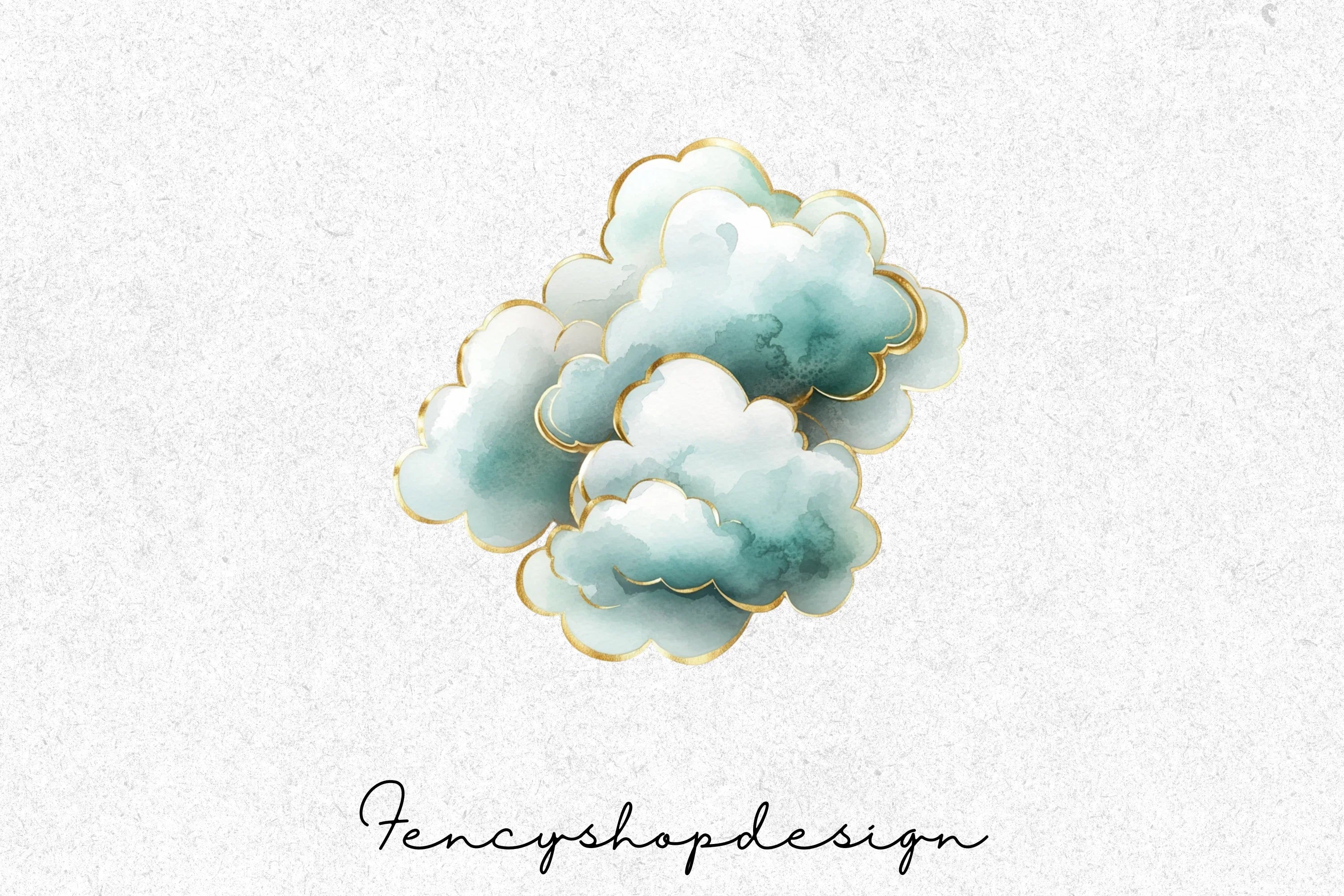 Abstract Gold Clouds Clipart Bundle