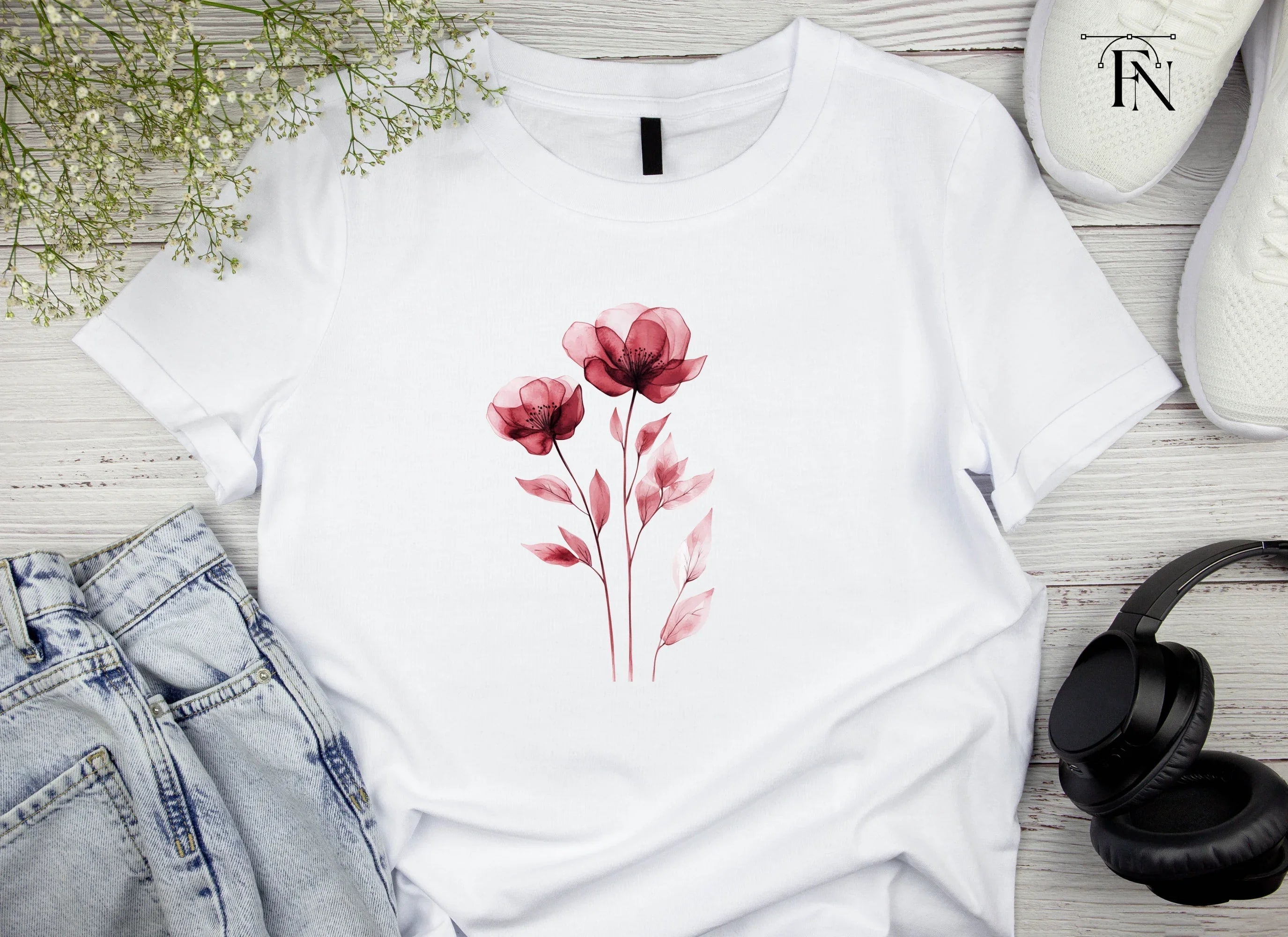 Red Flowers Clipart Bundle