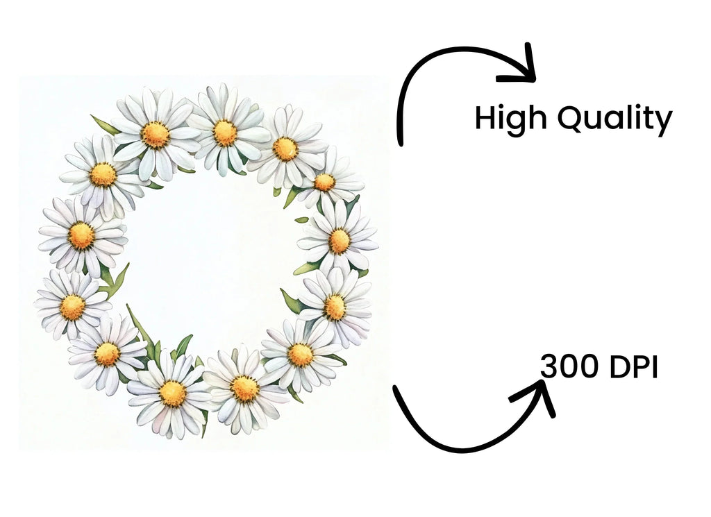 Charming Daisy Flower Wreath Clipart Bundle