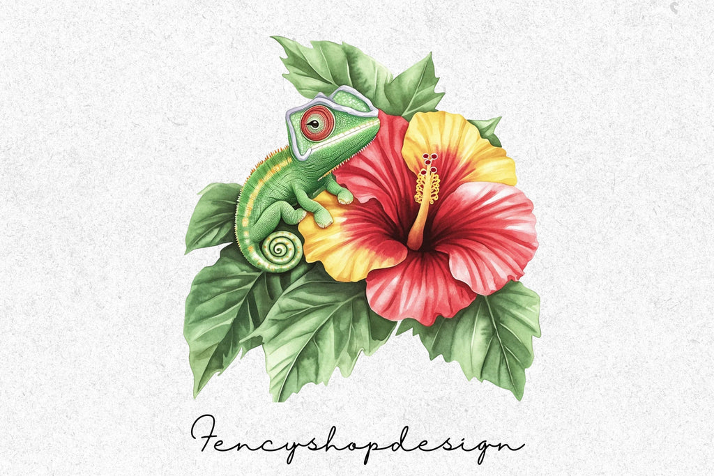Chameleon Floral Clipart Bundle