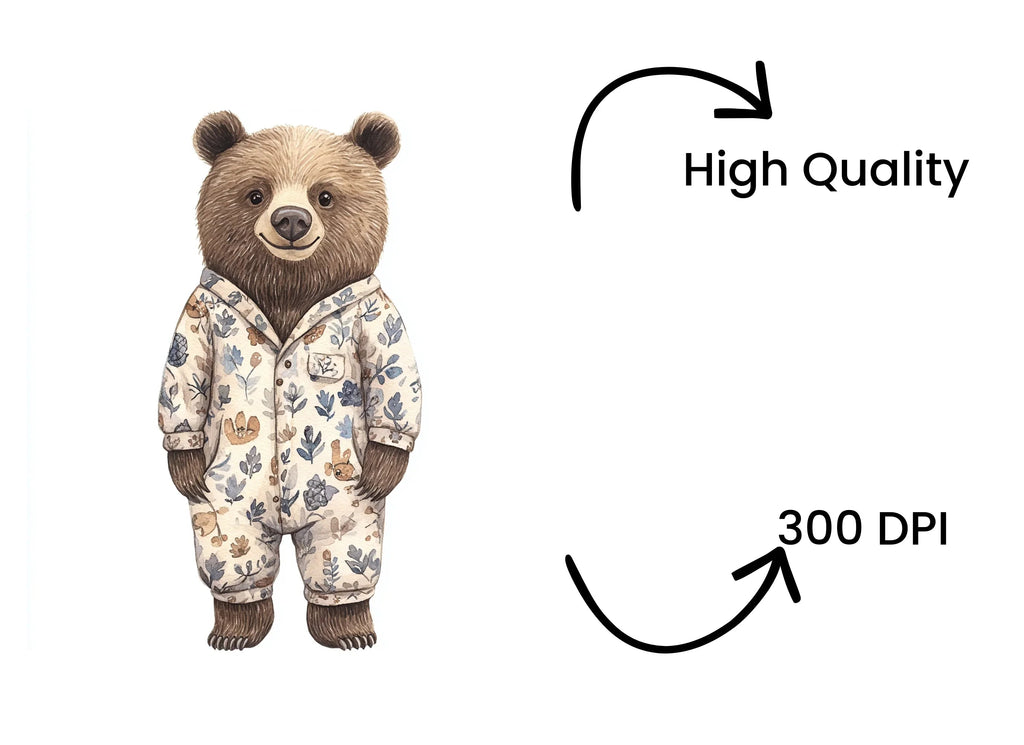 Cute Bear Pajamas Clipart Bundle