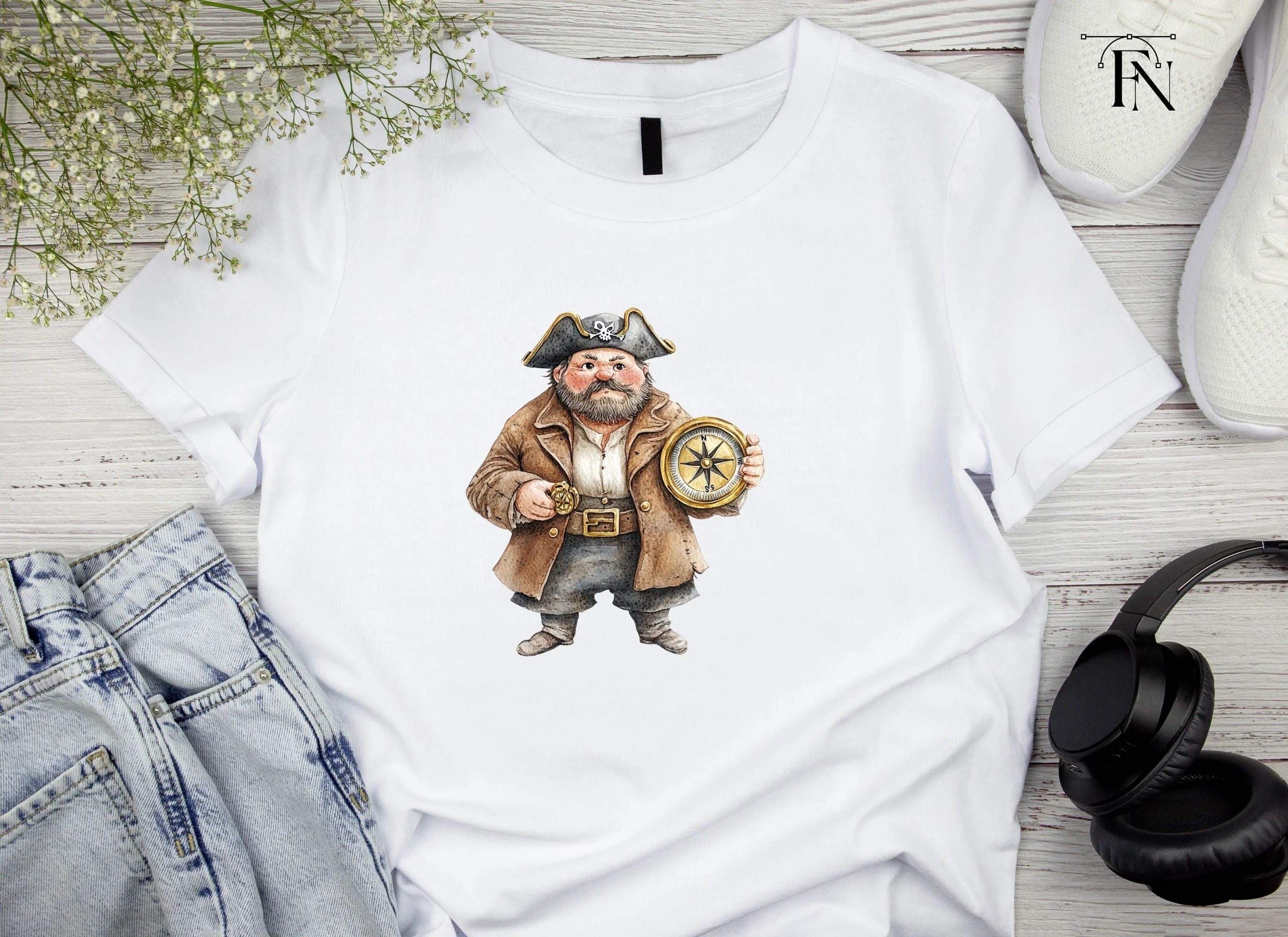 Bearded Pirates with Compasses Clipart Bundle