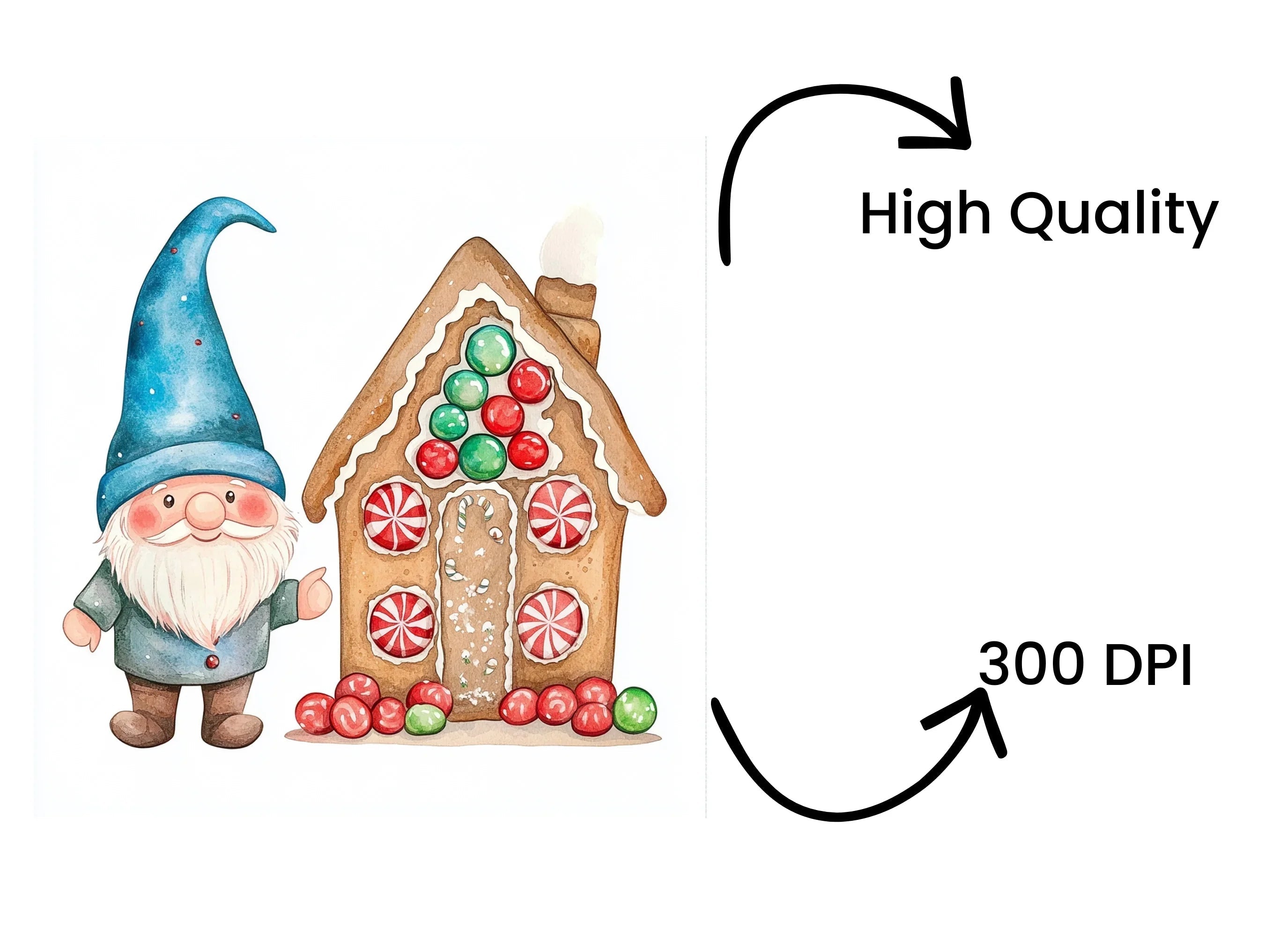 Christmas Gnomes Gingerbread Houses Clipart Bundle
