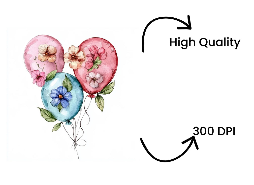 Floral Balloon Bouquets Clipart Bundle