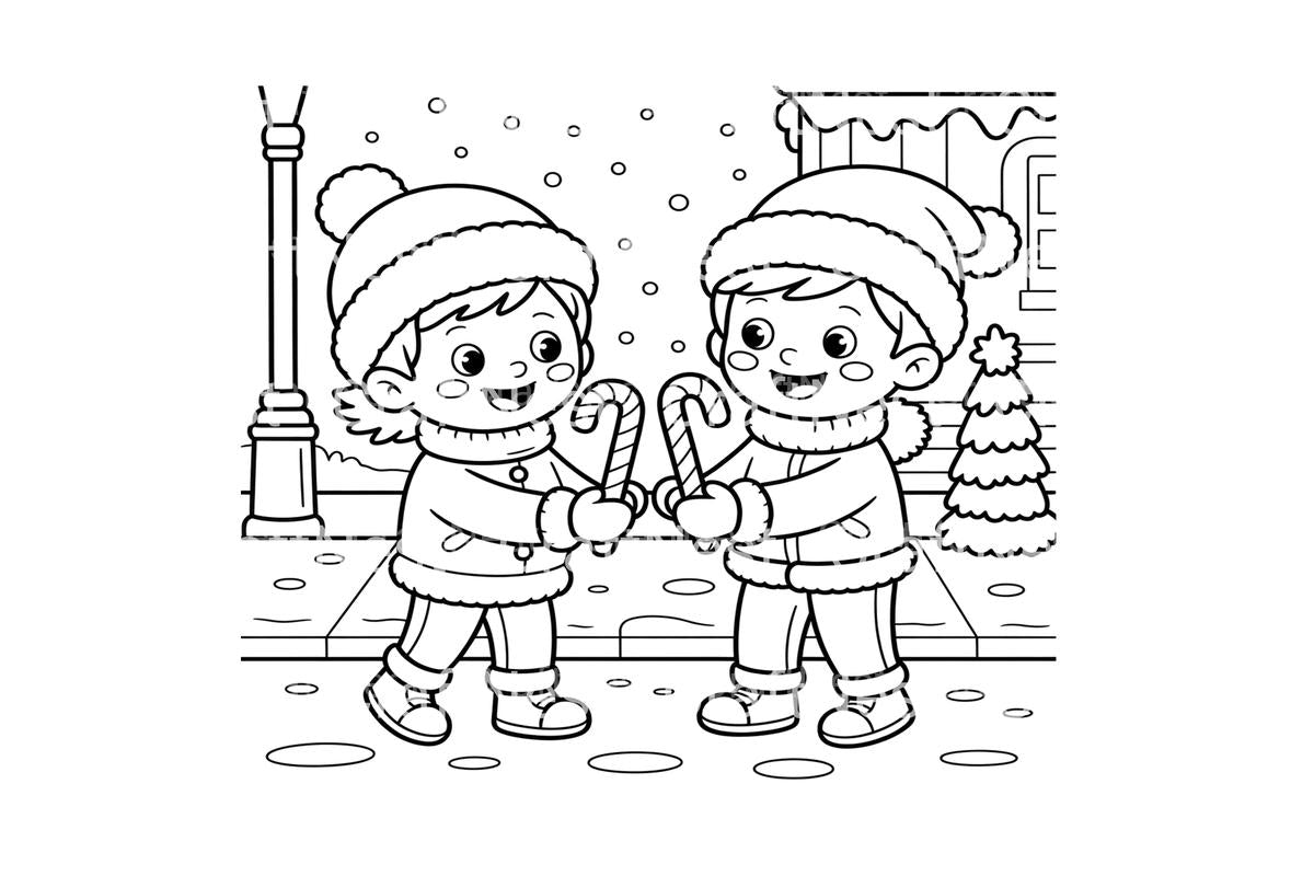Winter Candy Cane Kids Coloring Books