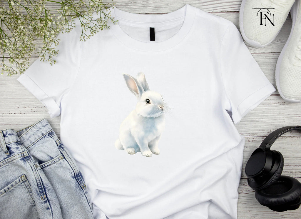 Realistic White Rabbit Clipart Bundle