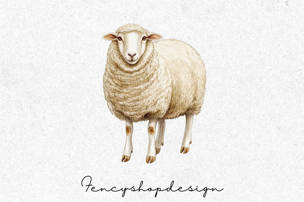 Adorable Farm Sheep Animal Clipart Bundle