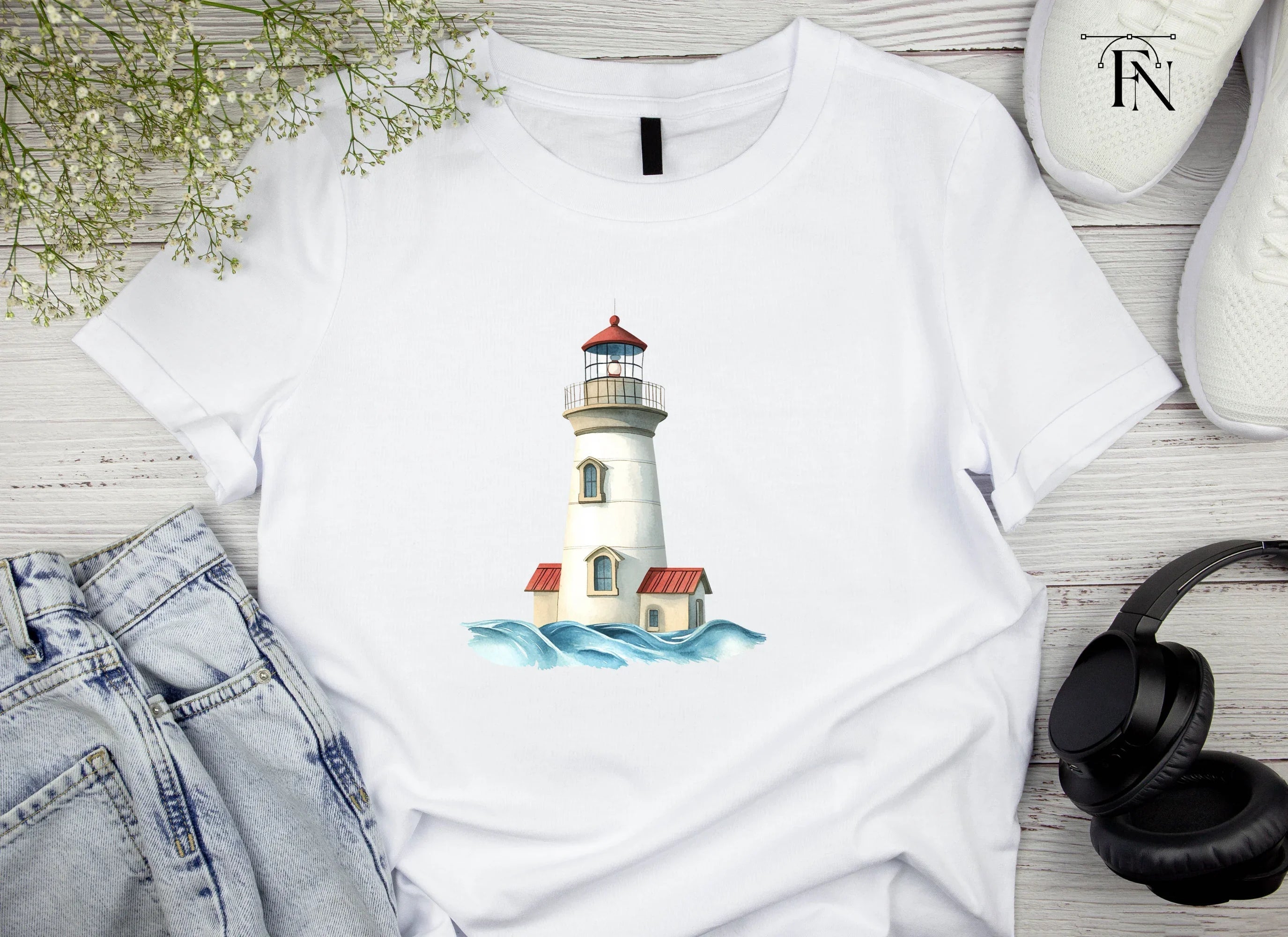 Lighthouse and Waves Clipart Bundle