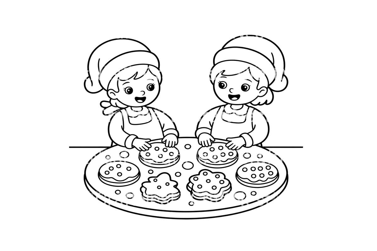 Kids Baking Cookies Coloring Books
