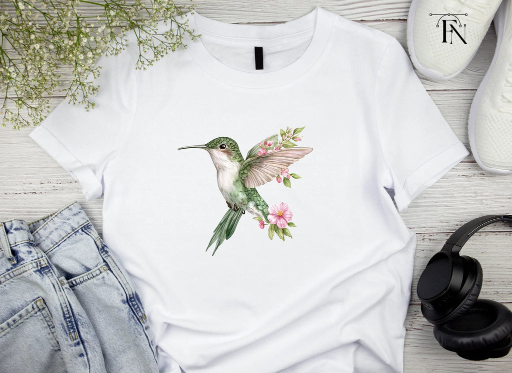 Hummingbird with Pink Flowers Clipart Bundle
