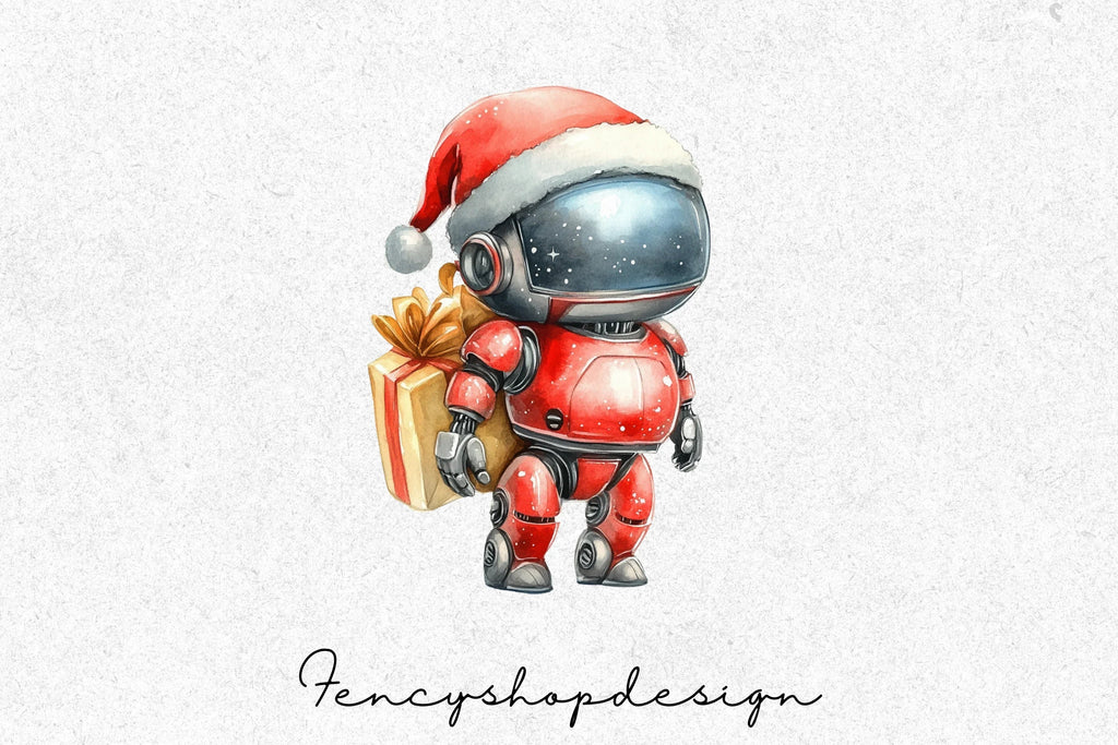 Christmas Robot Clipart Bundle