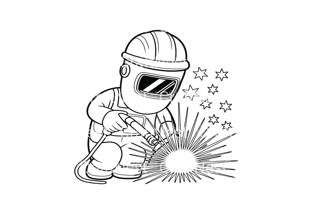 Welder at WorkPage for Kids Coloring Books