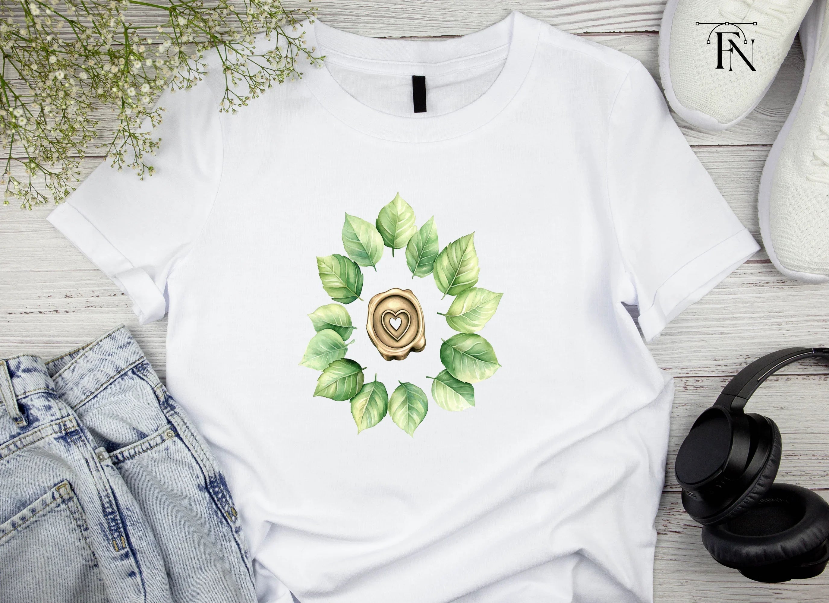 Botanical Heart Wax Seal Clipart Bundle