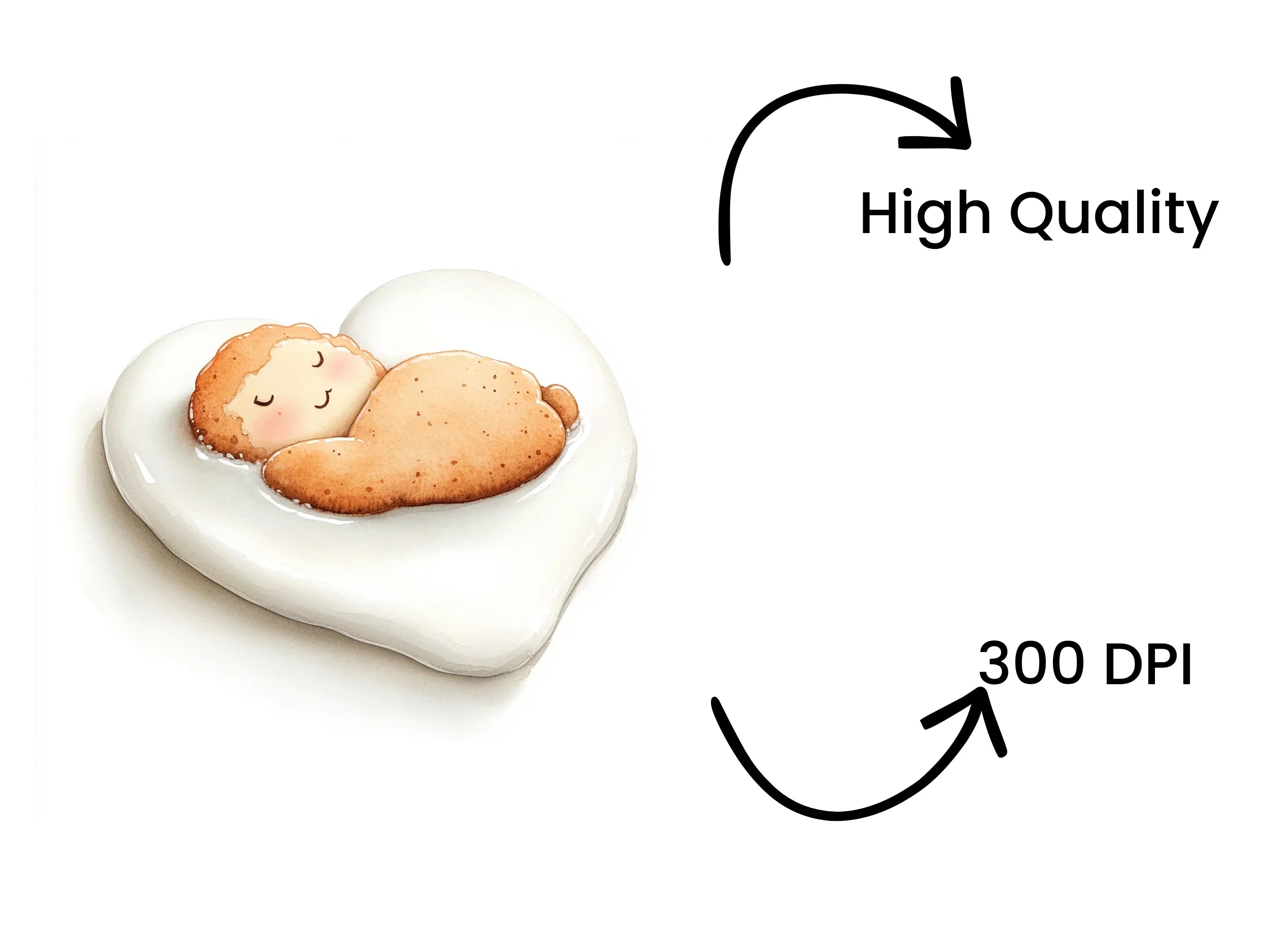 Sleeping Cookie in Heart Clipart Bundle