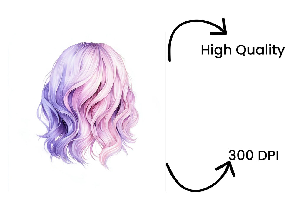 Pastel Wavy Bob Hair Clipart Bundle