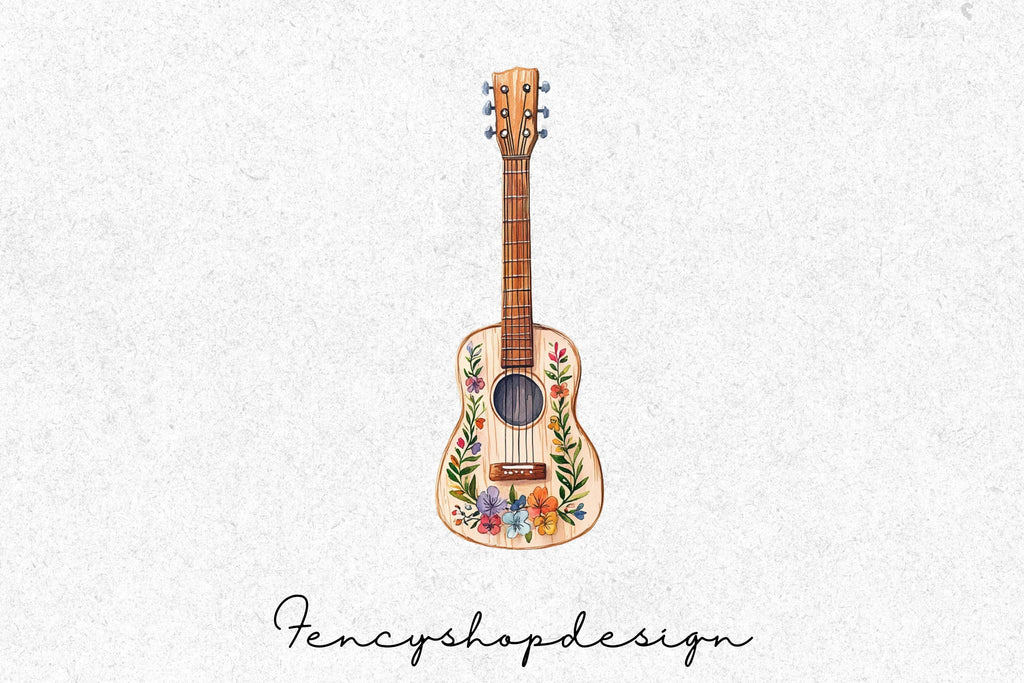 Floral Guitar Clipart Bundle
