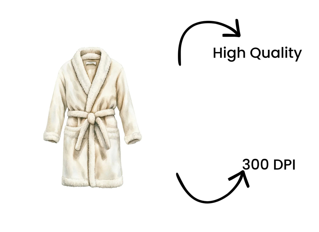 Plush White Robe Clipart Bundle