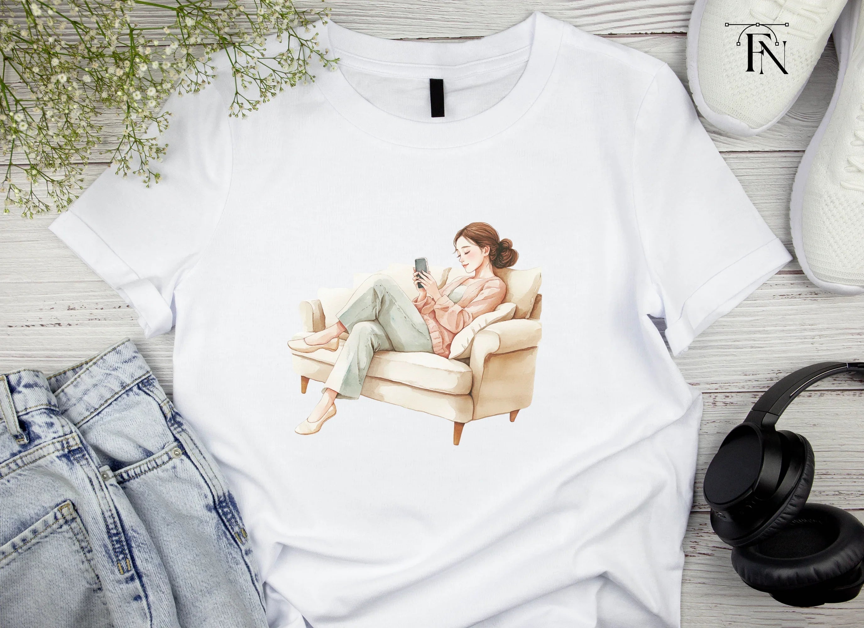 Cozy Women on Sofa Clipart Bundle