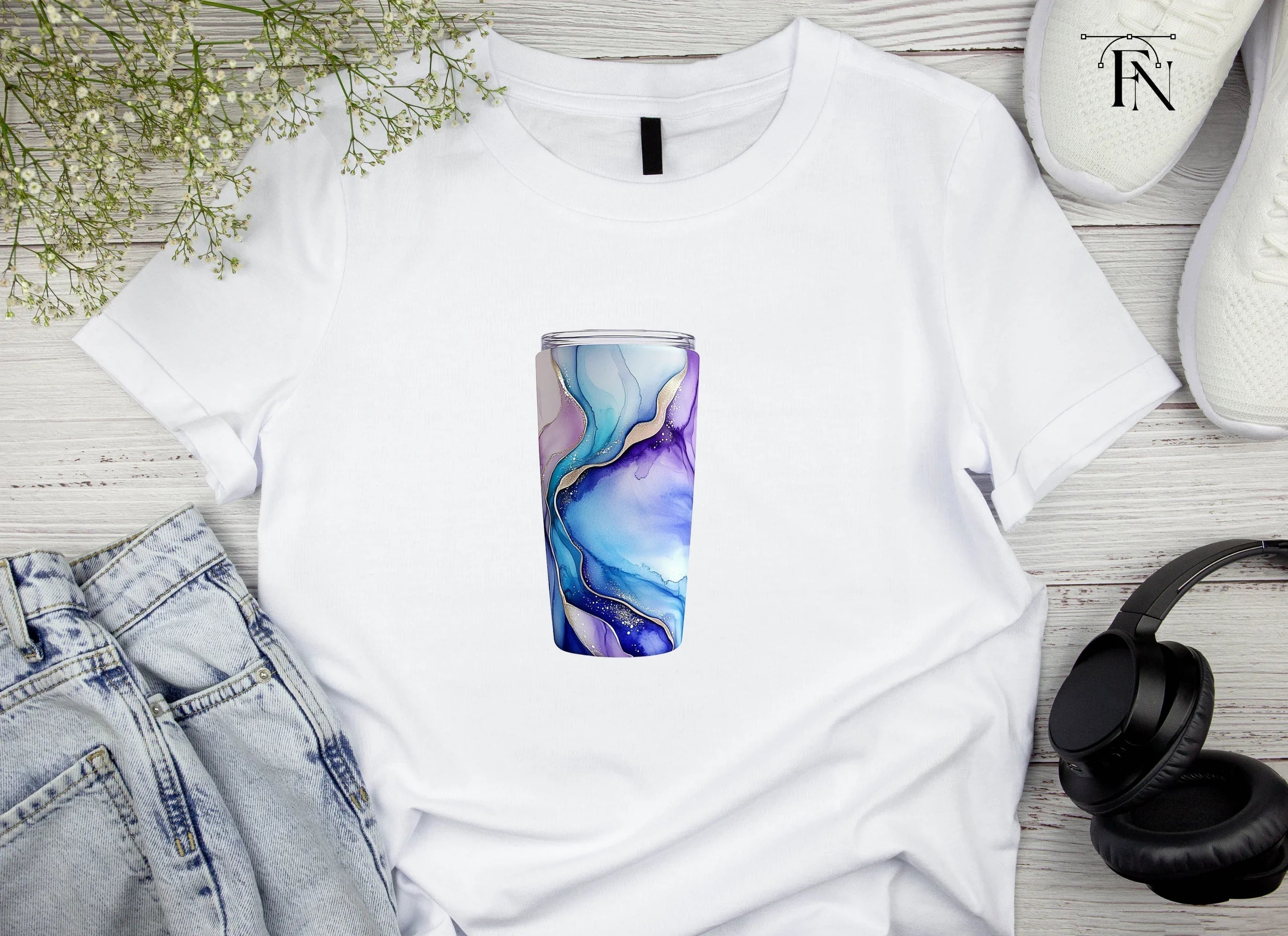 Alcohol Ink Tumbler Clipart Bundle