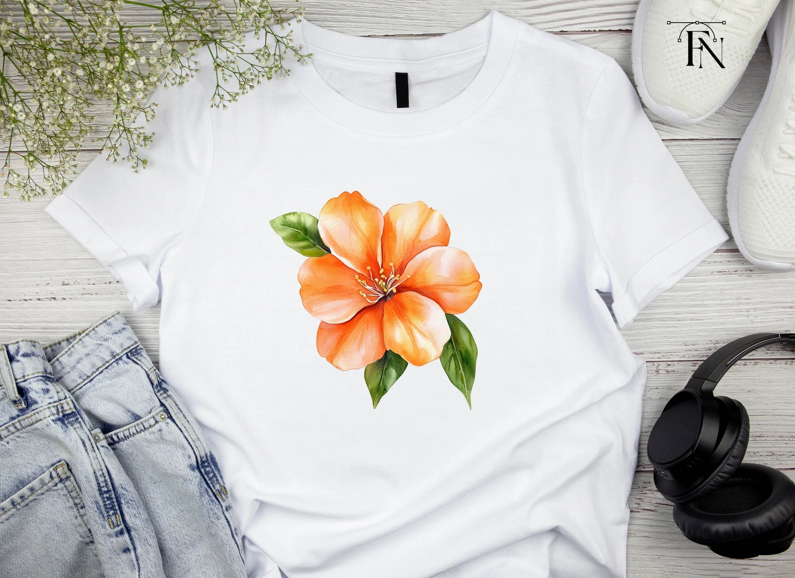Vibrant Orange Blossom Clipart Bundle