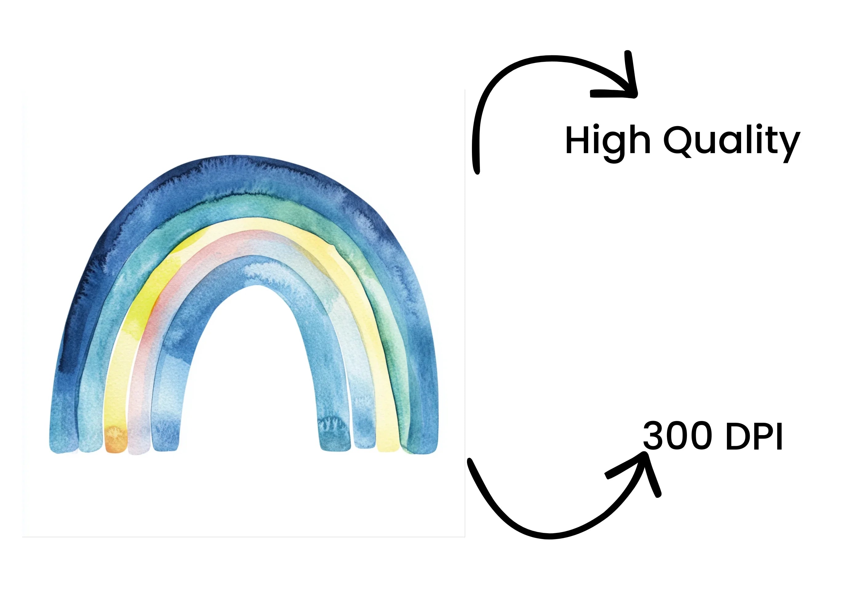 Blue and Pastel Rainbow Clipart Bundle