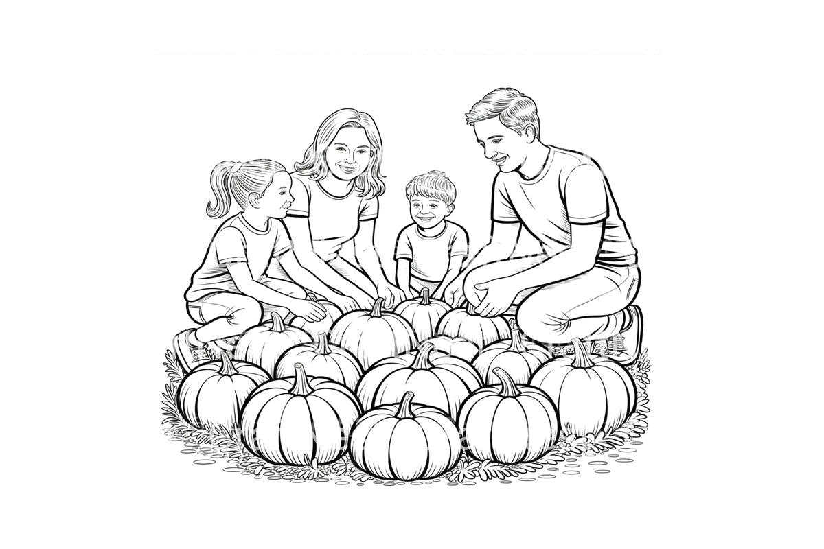 Family Pumpkin Picking Coloring Books