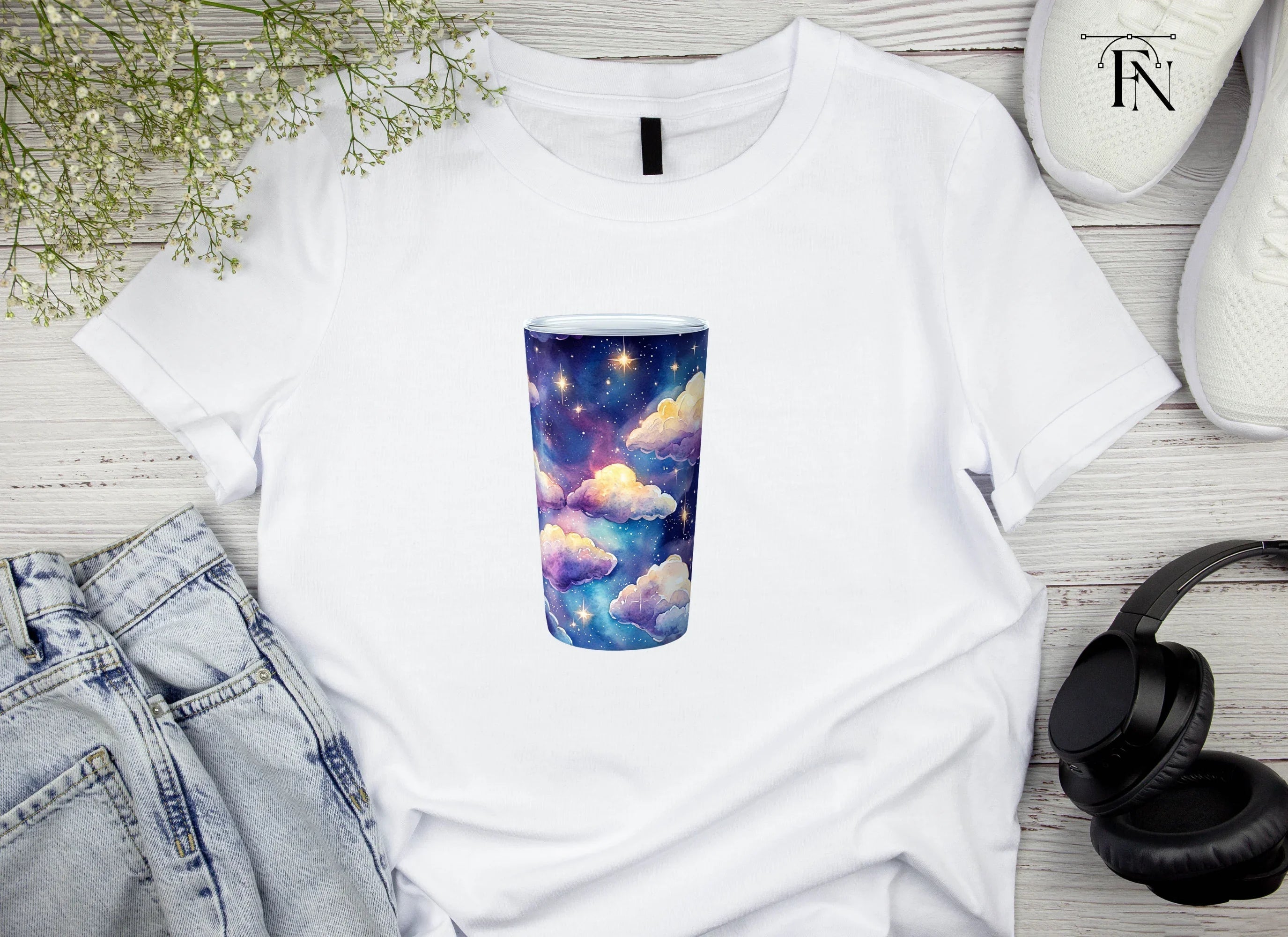 Starry Night Clouds Tumbler Clipart Bundle