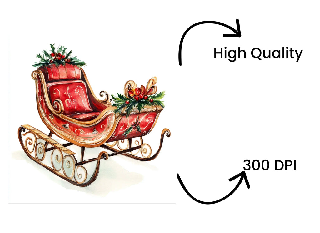 Christmas Sleigh Clipart Bundle