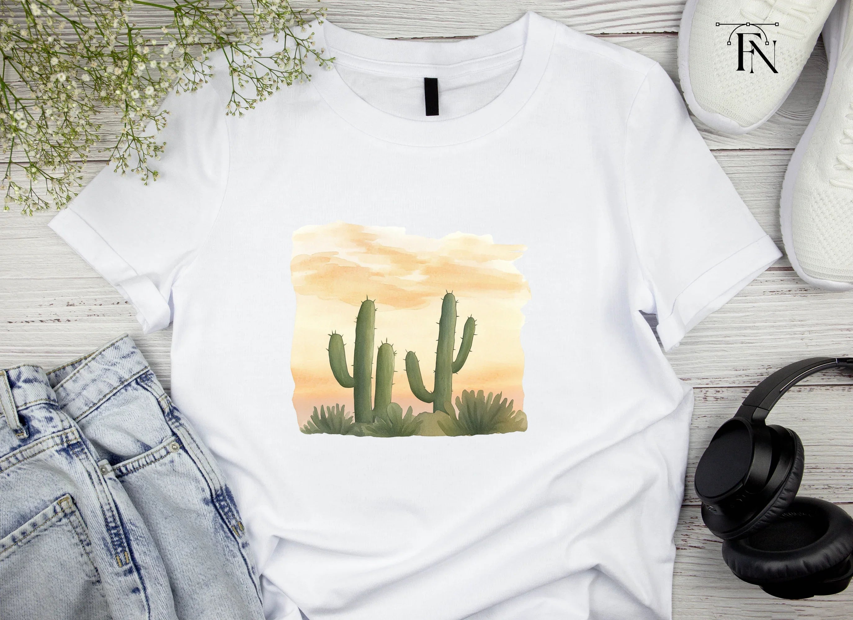 Desert Cactus Sunset Clipart Bundle