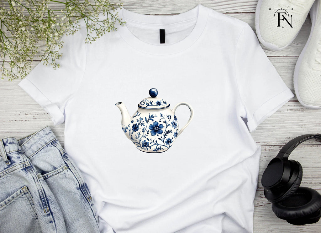 Elegant Blue and White Teapot Clipart Bundle