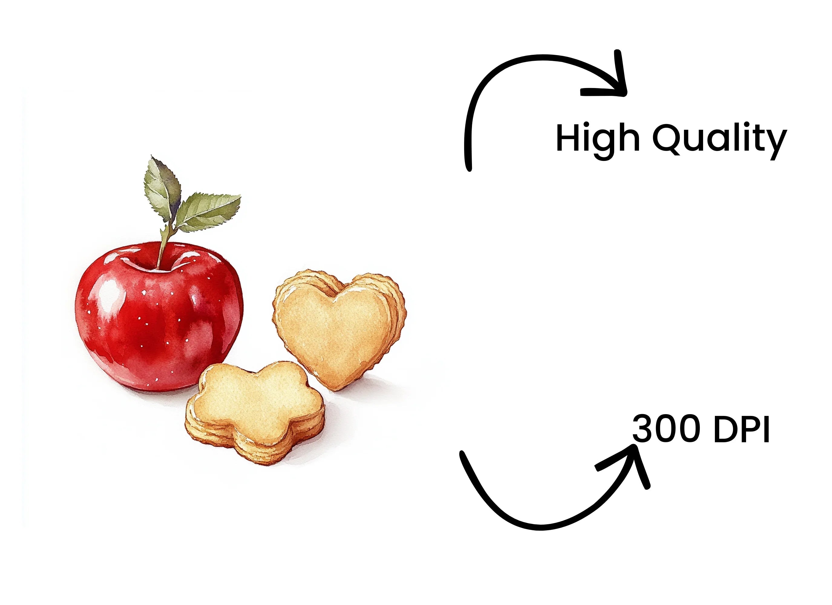 Apples and Heart Cookies Clipart Bundle